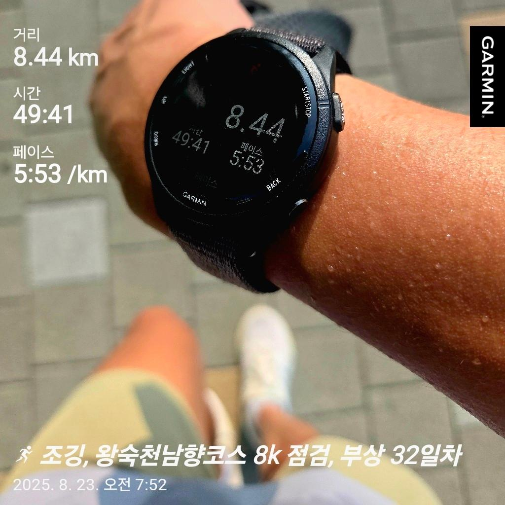 8월 23일, 이제 조금씩 거리를 늘려보자. 부상점검 6k에서 8k